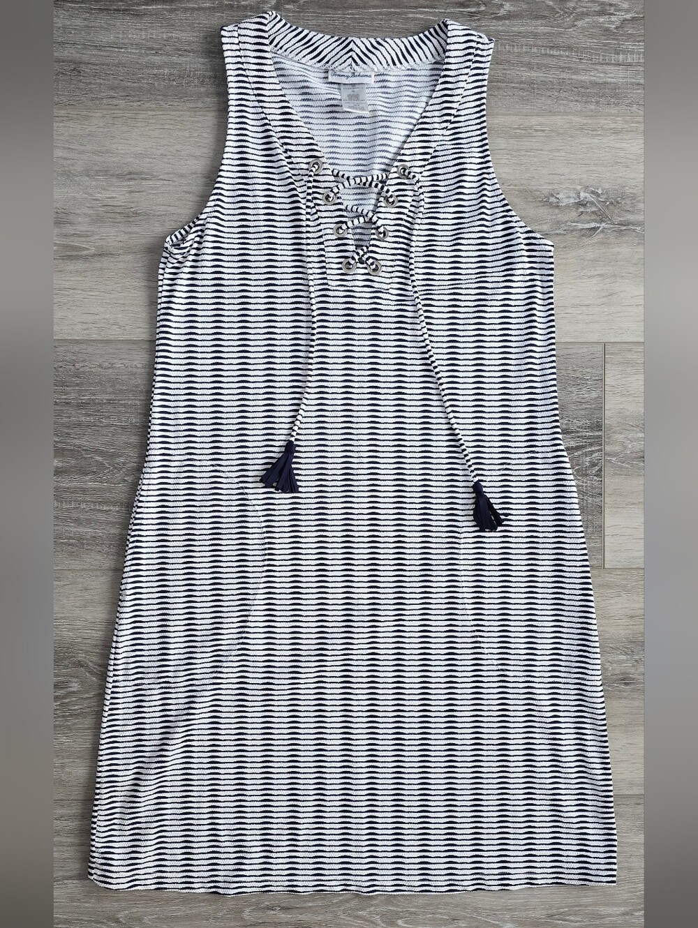 Tommy Bahama Women’s Striped Lace-Up Tank Dress w/ Pockets Size XS
